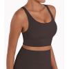 image:imageSunzel Sunzfly Sports Bra for Women Scoop Neck Crisscross Back Padded Low Impact Bras Tops for Workout Yoga GymJava Dark Brown