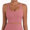 image:imageSunzel Sunzfly Sports Bra for Women Scoop Neck Crisscross Back Padded Low Impact Bras Tops for Workout Yoga GymRose Pink
