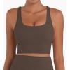 image:imageSunzel Sunzfly Sports Bra for Women Scoop Neck Crisscross Back Padded Low Impact Bras Tops for Workout Yoga GymSeal Brown
