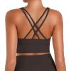 image:imageSunzel Sunzfly Sports Bra for Women Scoop Neck Crisscross Back Padded Low Impact Bras Tops for Workout Yoga GymJava Dark Brown
