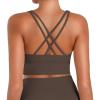 image:imageSunzel Sunzfly Sports Bra for Women Scoop Neck Crisscross Back Padded Low Impact Bras Tops for Workout Yoga GymSeal Brown
