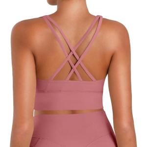 image:imageSunzel Sunzfly Sports Bra for Women Scoop Neck Crisscross Back Padded Low Impact Bras Tops for Workout Yoga GymRose Pink
