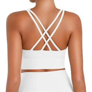 image:imageSunzel Sunzfly Sports Bra for Women Scoop Neck Crisscross Back Padded Low Impact Bras Tops for Workout Yoga GymWhite
