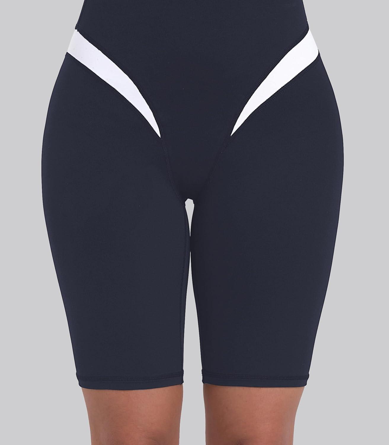 image:imageSunzel Womens Color Block Biker Shorts  9 High Waist Tummy Control Yoga Workout Stretchy Shorts for Gym Running AthleticAsh Blue