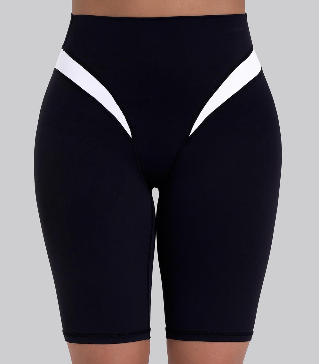 image:imageSunzel Womens Color Block Biker Shorts  9 High Waist Tummy Control Yoga Workout Stretchy Shorts for Gym Running AthleticBlack