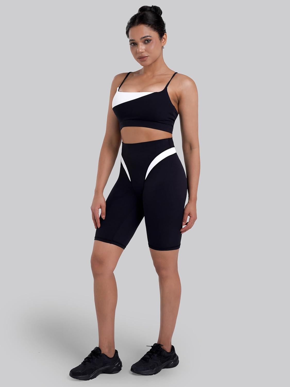 image:imageSunzel Womens Color Block Biker Shorts  9 High Waist Tummy Control Yoga Workout Stretchy Shorts for Gym Running AthleticBlack