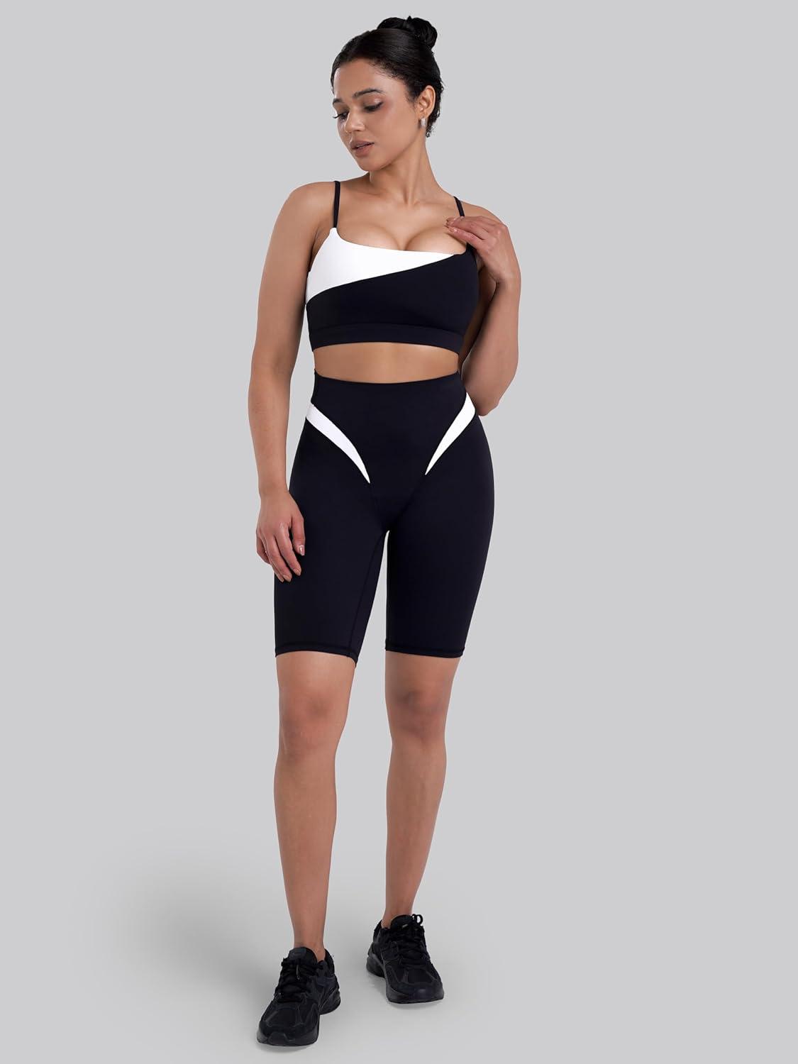 image:imageSunzel Womens Color Block Biker Shorts  9 High Waist Tummy Control Yoga Workout Stretchy Shorts for Gym Running AthleticBlack