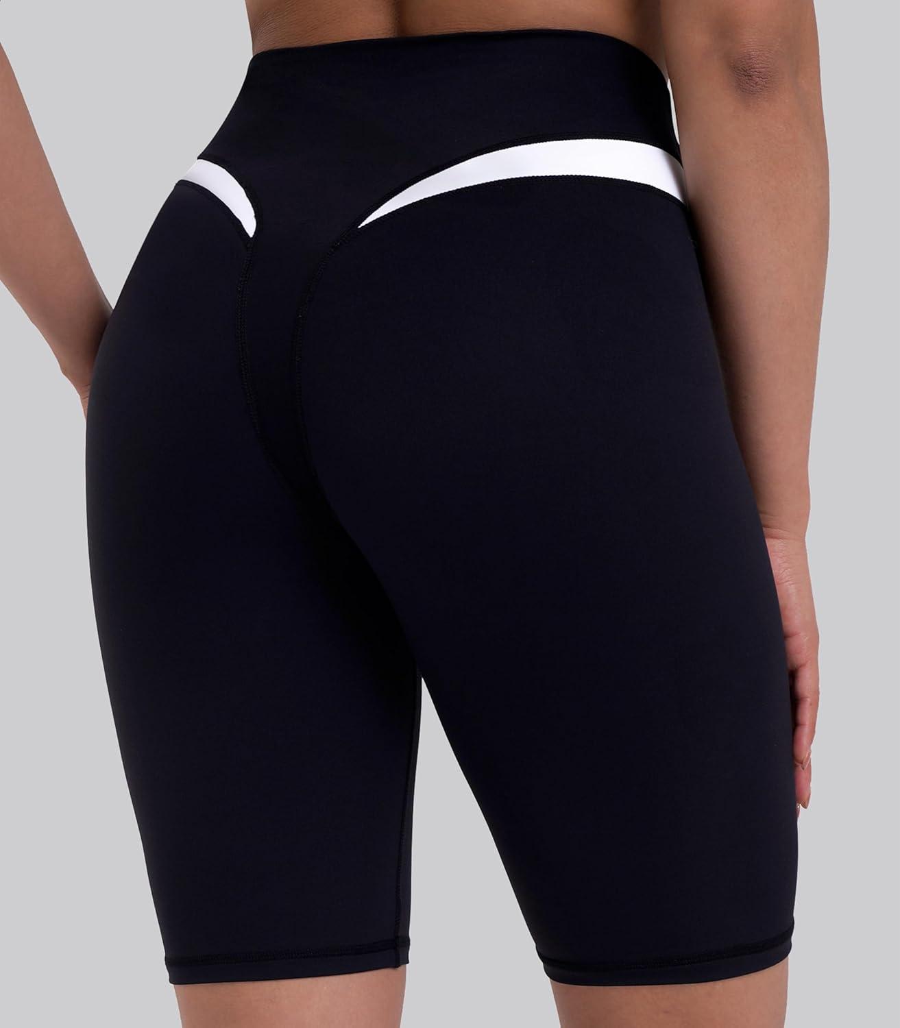 image:imageSunzel Womens Color Block Biker Shorts  9 High Waist Tummy Control Yoga Workout Stretchy Shorts for Gym Running AthleticBlack