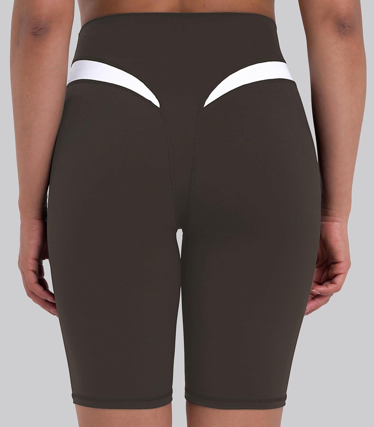 image:imageSunzel Womens Color Block Biker Shorts  9 High Waist Tummy Control Yoga Workout Stretchy Shorts for Gym Running AthleticSeal Brown