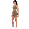 image:imageSunzel Hidden Butt Lifting Scrunch Biker Shorts 4No Front Seam High Waist Tummy Control Yoga Workout Gym Shorts with PocketsMocha