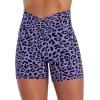 image:imageSunzel Hidden Butt Lifting Scrunch Biker Shorts Women with Pockets Crossover High Waist Yoga Gym Workout Tummy Control ShortsLeopard Periwinkle