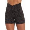 image:imageSunzel Hidden Butt Lifting Scrunch Biker Shorts Women with Pockets Crossover High Waist Yoga Gym Workout Tummy Control ShortsLeopard Seal Brown