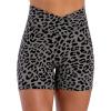 image:imageSunzel Sunlissia Hidden Butt Lifting Scrunch Biker Shorts Women Crossover High Waist Workout Shorts with Tummy ControlLeopard Charcoal Gray
