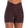 image:imageSunzel Sunlissia Hidden Butt Lifting Scrunch Biker Shorts Women Crossover High Waist Workout Shorts with Tummy ControlLeopard Chocolate Brown