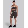 image:imageSunzel Womens Color Block Biker Shorts  9 High Waist Tummy Control Yoga Workout Stretchy Shorts for Gym Running AthleticSeal Brown