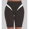 image:imageSunzel Womens Color Block Biker Shorts  9 High Waist Tummy Control Yoga Workout Stretchy Shorts for Gym Running AthleticSeal Brown