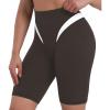 image:imageSunzel Womens Color Block Biker Shorts  9 High Waist Tummy Control Yoga Workout Stretchy Shorts for Gym Running AthleticSeal Brown