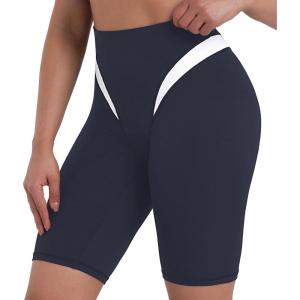 image:imageSunzel Womens Color Block Biker Shorts  9 High Waist Tummy Control Yoga Workout Stretchy Shorts for Gym Running AthleticAsh Blue