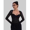 image:imageSunzel Mesh Bodysuits for Women Long Sleeve Sparkle Going Out Leotard Sheer Tops Rave Outfits Body Suit with Snap CrotchBlack