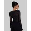 image:imageSunzel Mesh Bodysuits for Women Long Sleeve Sparkle Going Out Leotard Sheer Tops Rave Outfits Body Suit with Snap CrotchBlack