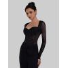 image:imageSunzel Mesh Bodysuits for Women Long Sleeve Sparkle Going Out Leotard Sheer Tops Rave Outfits Body Suit with Snap CrotchBlack