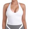 image:imageSunzel Womens Halter Tank Top with Builtin Bra Backless Sleeveless with Removable Pads Fitted Yoga Workout Going Out TopWhite