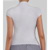 image:imageSunzel Womens High Neck Short Sleeve Top Buttery Soft Stretch Breathable Fitted Sleek Going Out Tops Casual Summer Basic TeeWhite