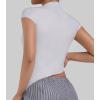 image:imageSunzel Womens High Neck Short Sleeve Top Buttery Soft Stretch Breathable Fitted Sleek Going Out Tops Casual Summer Basic TeeWhite