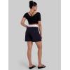image:imageSunzel Womens Pleated Athletic Shorts with Pockets Elastic High Waist Flowy Wide Leg Workout Shorts for Yoga Running LoungeBlack