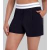 image:imageSunzel Womens Pleated Athletic Shorts with Pockets Elastic High Waist Flowy Wide Leg Workout Shorts for Yoga Running LoungeBlack