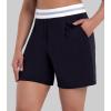 image:imageSunzel Womens Pleated Athletic Shorts with Pockets Elastic High Waist Flowy Wide Leg Workout Shorts for Yoga Running LoungeBlack
