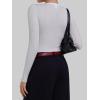 image:imageSunzel Womens Sheer Long Sleeve Round Neck Cotton Top Sexy Fitted See Through Going Out Y2K Summer Layering Club Beach TopsWhite