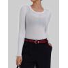image:imageSunzel Womens Sheer Long Sleeve Round Neck Cotton Top Sexy Fitted See Through Going Out Y2K Summer Layering Club Beach TopsWhite