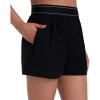 image:imageSunzel Dress Shorts for Women 4  High Waisted Wide Leg Casual Summer Athletic Elastic Waist Pleated Shorts with PocketsBlack