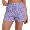 image:imageSunzel Womens Gingham Plaid Boxer Shorts 3  Elastic Waist Loose Fit Lounge Shorts Y2K Summer Beach Casual Bottoms 2026Purple Plaid
