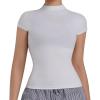 image:imageSunzel Womens High Neck Short Sleeve Top Buttery Soft Stretch Breathable Fitted Sleek Going Out Tops Casual Summer Basic TeeWhite