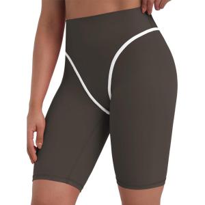 image:imageSunzel 9 Long Biker Shorts for Women High Waist Tummy Control No Front Seam Squat Proof Spandex Bike Workout Yoga Gym ShortSeal Brown
