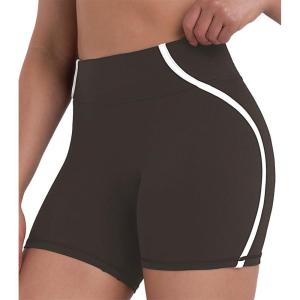 image:imageSunzel No Front Seam Biker Shorts for Women High Waisted Yoga Workout Gym Athletic Bike Running Shorts with Tummy ControlSeal Brown