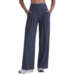 image:imageSunzel Wide Straight Leg Yoga Pants for Women High Waisted Comfy Loose Pants Lounge Casual Soft Trousers with PocketsAsh Blue