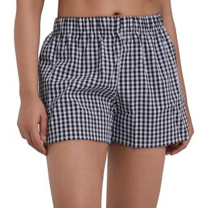 image:imageSunzel Womens Gingham Plaid Boxer Shorts 3  Elastic Waist Loose Fit Lounge Shorts Y2K Summer Beach Casual Bottoms 2026Black Plaid