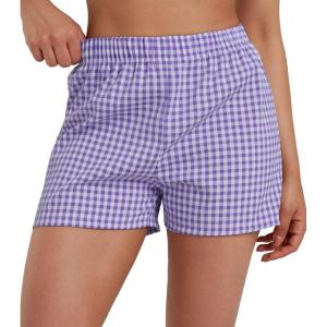 image:imageSunzel Womens Gingham Plaid Boxer Shorts 3  Elastic Waist Loose Fit Lounge Shorts Y2K Summer Beach Casual Bottoms 2026Purple Plaid