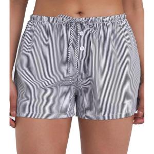image:imageSunzel Womens Sleep Shorts Striped Pajama Boxer Lounge Shorts with Elastic Waist Drawstring 25 InseamBlack