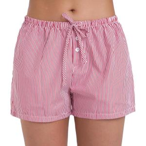 image:imageSunzel Womens Sleep Shorts Striped Pajama Boxer Lounge Shorts with Elastic Waist Drawstring 25 InseamRed